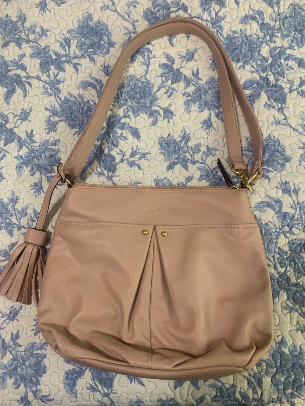 Tignanello Blush Leather Shoulder Bag with Tassel